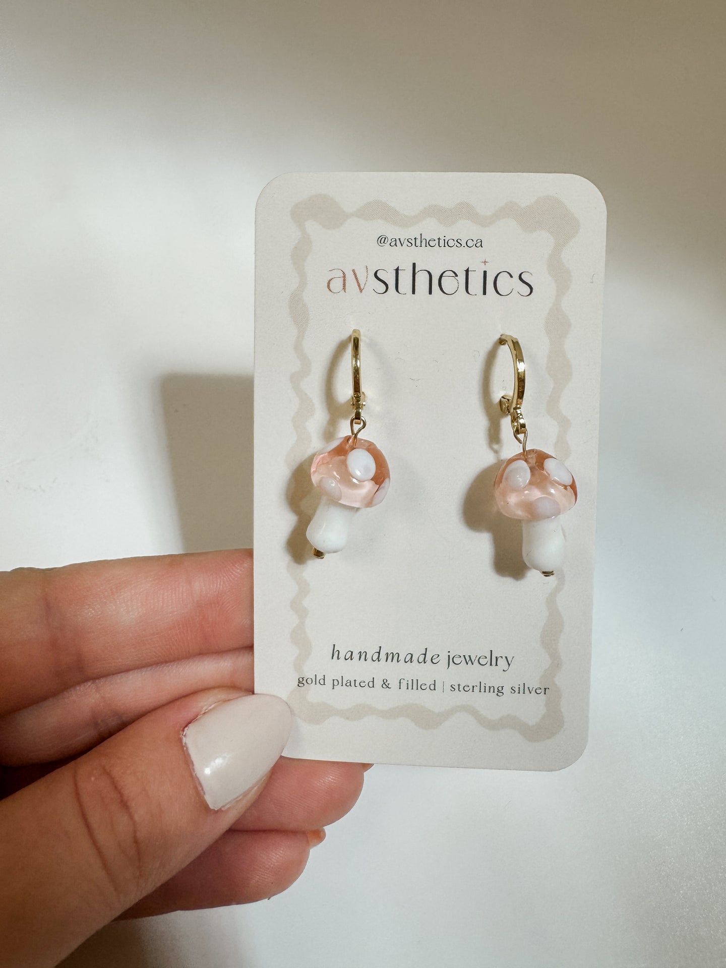 Glass Mushroom Huggies - Pink